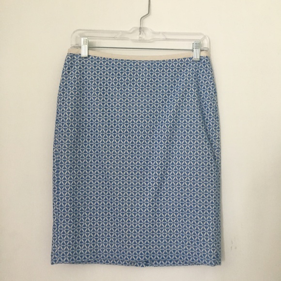 Talbots // Blue, White Embroidered Pencil Skirt 2P - Picture 1 of 8